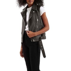 Topshop leather biker vest